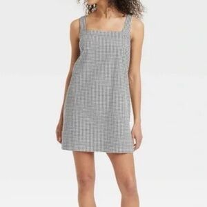 A New Day Black & White Gingham Mini Tank Shift Dress Side Seam Pockets Size XXL